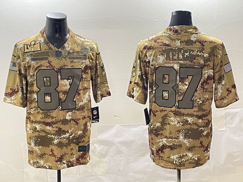 Men Kansas City Chiefs #87 Kelce Camo 2025 Nike Olive Salute To Service Limited NFL Jersey style 4